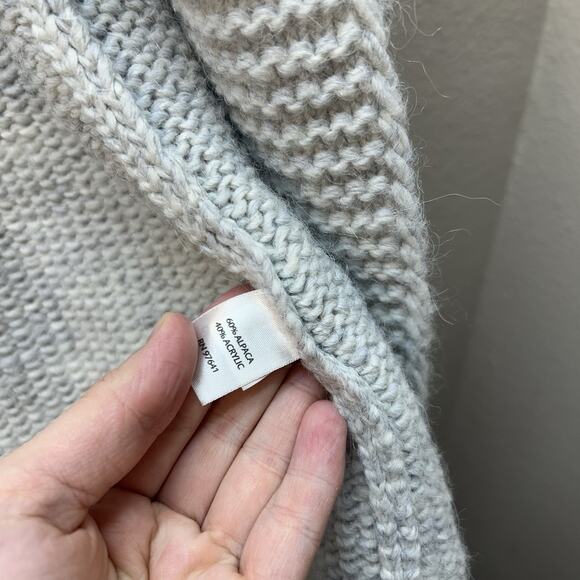 J JILL Alpaca Blend Chunky Knit Cardigan Sweater Shawl Collar Gray Longline XS - Picture 3 of 4